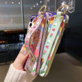 JIUMOO For VIVO Y15a Case With Wristband New Design Phone Case For Girl Women Thin Pattern Oil Rainbow Bear Shockproof Plating Silicone Casing Full Cover SoftCase Protection Cases. 