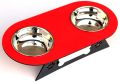 New Style Wooden Pet Bowls Stand in Red & Black Contrast for Food & Water. 