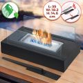 Firefriend DF6500 Biofireplace with Stainless Steel Burner,Glass Panels,Flame Extinguisher,Rectangular,Bioethanol Black. 