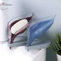 Soap Bar Holder Leaf Shape, Soap Dish with Draining Tray, Decorative Plastic Soap Saver, Soap Box with Suction Cup for Shower Bathroom Kitchen. 