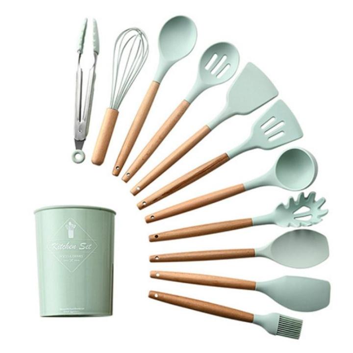 Kitchen%20Utensil%20Set%2010%20PCS%20Cooking%20Utensils%20With%20Plastic%20Utensil%20Holder,%20Non-stick%20Silicone%20and%20Heat%20Resistant%20Wooden%20Utensils%20-%20Image%203