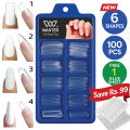 WANTER 100Pcs Fake Nails For Girls, With 3 Nails Glue Sheet, Square Almond Oval Coffin Shape Natural & Transparent Color Artificial Nails Kit Fake Nails Acrylic Nails For Girls Beautiful Nails False Nails With Nails Glue Stickers. 