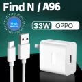 Oppo 33W Supervooc 33 Watt Fast Charger US EU Wall Adapter For OPPO A96 A76 F19 F19 Pro Find N X K9X R11 R17 Reno 7 se 6 Pro With 1M USB Type-C Cable. 