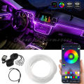 Car LED Interior Atmosphere Lights Universal RGB Ambient Light Optic Fiber APP Music Control Auto Decorative Neon Lamp. 