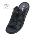 AirMan Fashion Black Leather Comfort Slipper. 