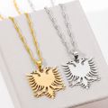 Stainless Steel Albanian Double Headed Eagle Necklace Russian Albania Flag Eagle Pendants Necklace Ethnic Jewelry S. 