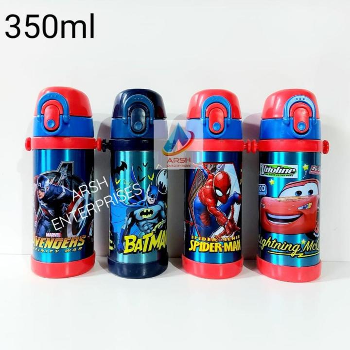 Disney Kids Favourite Character Stainless Steel Double Wall Insulated, Vacuum Water Bottle With Straw 350ml for Kids