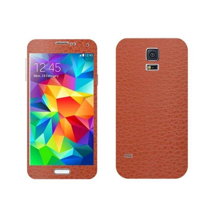 Samsung Galaxy S5 Brown Common Leather Texture Mobile Skin