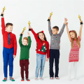 12 Pack Plastic Gold Award Trophies for Party Decorations, Party Favors, Movie Night Party Favor, School Award Durable Easy to Use. 