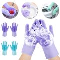Magic Silicone Dishwashing Scrubber Dish Washing Sponge Rubber Scrub Gloves Kitchen Cleaning. 