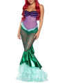 Women's Mermaid Party Costume, Strapless Tube Tops Ruffle Sequin Long Tail Cosplay Fancy Dress. 