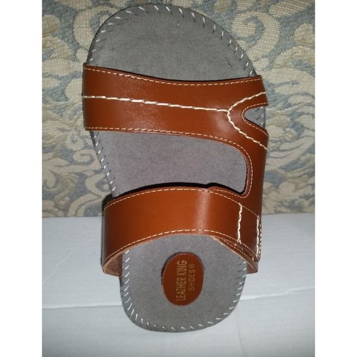Brown Synthetic Leather Slippers For Men