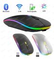 Wireless Bluetooth Mouse 2.4GHz + 5.0 / Optical led / Silent / Rechargeable / With Receiver For PC / Laptop Ultra Slim Dual Mode 5.1 Bluetooth mouse Rechargeable Battery Gaming RGB USB Wireless Optical Mouse With Silent Clicks. 