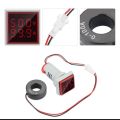 Digital Square AC Volt and Ampere Meter Light | Front Square Back Round Ampere Meter | 2 in 1 50-500V , 0-100A 22mm LED Current Indicator Voltage Meter | Sub Meter | CT Meter | Volt and Amp Tester Pannel Meter. 