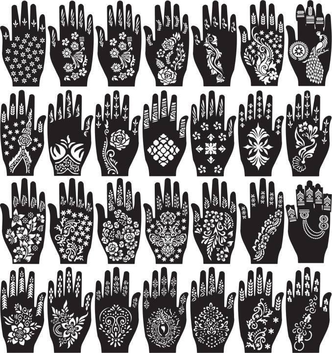 30 Arabic Bridal Mehndi Random Design Henna Mehandi Hina Stencils Body Sticker Reuseable-5