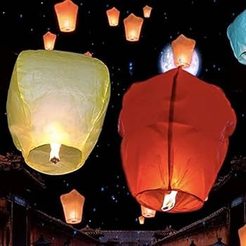 1PCS Sky Lanterns Flying Paper Lanterns Chinese Wish Lantern Assorted ...