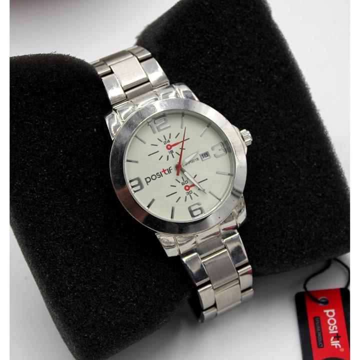 Positif Men's Casual Round Watch | Quartz Round Dial with date fashion watch| Back Water Resistance | Chain Wrist Watch Gents Formal Watch​