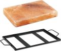 Free 500g pink salt, Natural Himalayan Rock Salt Block Cooking Plate 30*20*4.5CM for Cooking Grilling, Cutting and Serving, Food Grade Salt with Metal Steel Tray/kitSet. 
