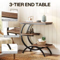 Customised C-Shaped End Table, Industrial 3-Tier Side Table for Small Space. 