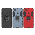 For Xiaomi Mi 8 Lite Case, Silicone TPU and Hard PC Luxury Armor Shockproof Metal Ring Holder Cover Phone Casing. 