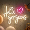 Hello Gorgeous Neon signboard with demanding features – Fully customized neon name signboard with exclusive Neon designs and Neon sign colors. Neon sign is highlighted for its top Quality neon usage and best for room decoration.. 