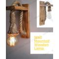 Wooden Hemp Rope Wall Lamp Light Fixture, Edison Lamp Sconce Hallway E27. 