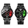 Men Waterproof Sports Car Wheel Hub Design Steel Band Quartz Watch Wristwatch. 