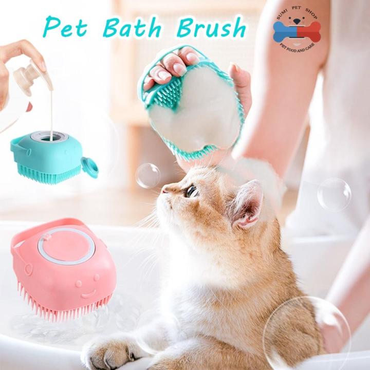 CAT DOG PET Bath Brush Massage Cat Dog Shampoo Silicone Bath And Body Shower Brush With Soap Dispenser Bath Scrubber Bath & Shower Brush Silicone Body Brush Massage Bath Brush Shower Scrubber PETS