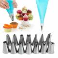 12 pcs / set Large Cream Nozzle Pastry Stainless Steel Icing Piping Tips Set Cakes Decorating Baking tools. 