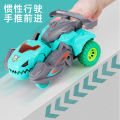 Impact deformable dinosaur toy car kids friction car fall resistant spin racing car boy toy car gift. 