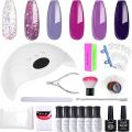 HNM 6 Colors Gel Nail Starter Kit with 48W LED Curing Lamp Base and Top Coat UV LED Soak Off Nail Polish Remover Wrap Manicure Tools Gift Set, Purple Gel Polish Full Set For Beginners DIY at Home uk import a966. 