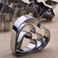 Cookies Pastry Fruit Cutters  12 Pcs Stainless Steel Heart Star Circle Flower Shaped Moulds. 