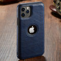 [ FREE SHIPPING] Leather Logo Cut Back Case for Apple iPhone 12 Pro Max. 