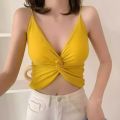 Woman Sexy Front Cross Bra Slip Bralette Padded Crop Top Shoulder Bustier for Women Free Size Suits (30 - 36). 
