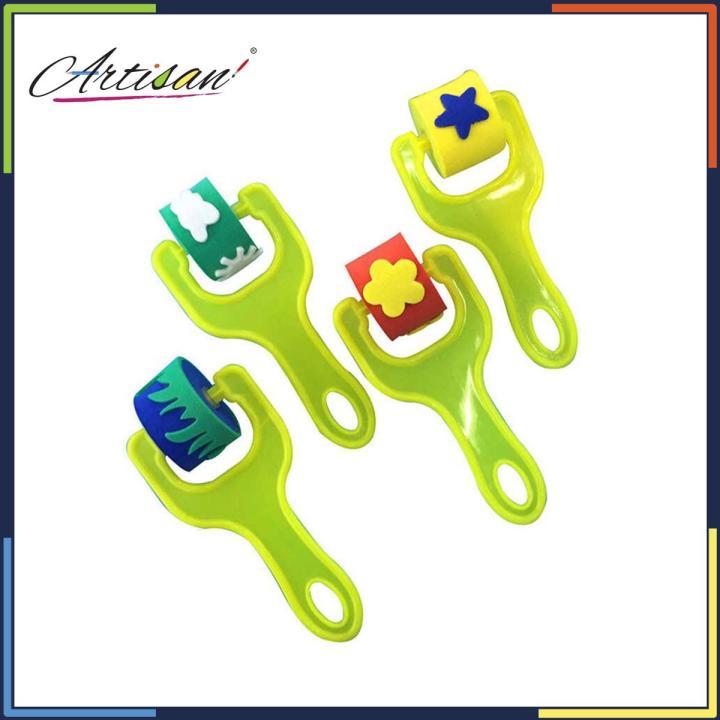 Artisan - Pack Of 4 - Art Roller Brush Shapes (Flower, Star, Leaves, Clouds, Snow)