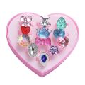 12pcs/Set Cartoon Rings Children'S Rings For Girls Ring Set Finger Rings Jewelry Heart Display Box Kids Toy Gift. 