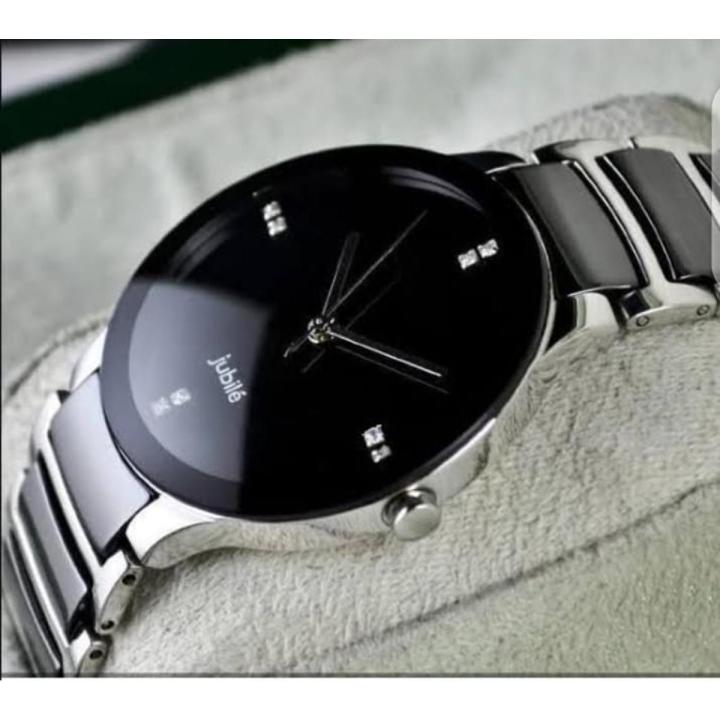 The Formal Black and Silver Men s Chain Watch Daraz.pk