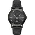 Burberry Wrist Watch For Men Quartz Black Leather Strap Black Dial 42mm Watch BU9906. 