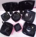 Melamine short dinner set in black 32 pieces. 