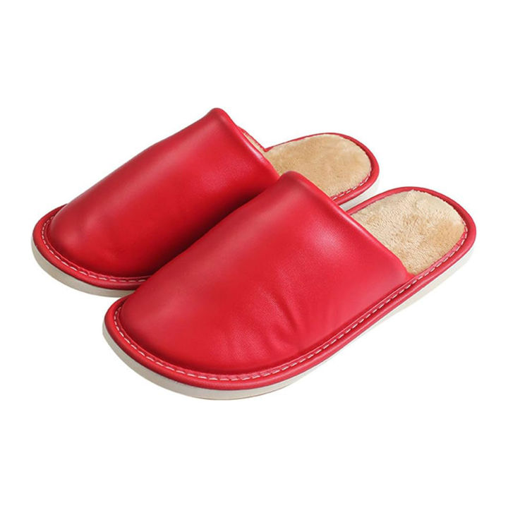BB Leather Autumn and Winter Household Slippers – Non-slip, Waterproof, Warm Home Indoor Slippers with Thick Bottom for Adults