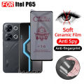 3 IN 1 Itel P65 Anti-Spy Privacy Ceramic film For Itel P 65 P6 5 A50 A70 Screen Protector +Camera Lens Glass+ Back film. 