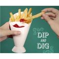 French Fry Cone Dipping Cups For French Fries And Veggies, French Fry Holder & Ketchup Cups Set, Stand & Sauce Serving, 2 In 1 French Fry Cone. 