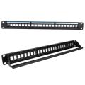 19Inch 24 Port Mountable Data Patch Panel CAT6 Network Cable Rack(Not Include Modules). 