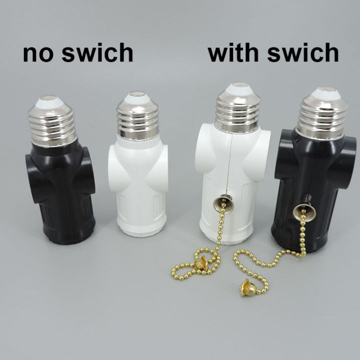 White Black US America power plug AC to E27 E26 to US Light Bulb Adapter Lamp Holder Base Socket Pull Chain Switch Conversion c1