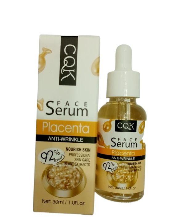 CQK Placenta Face Serum ANTI-WRINKLE NOURISH SKIN PROFESSIONAI SKIN CARE PLANT EXTRACTS Net: 30ml/1.OFI.oz