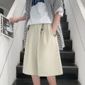 Men Solid Casual Shorts Loose Wide Leg Knee Length Summer Breathable Fashion Simple Trousers Korean Style Silk Satin Thin Bottom. 