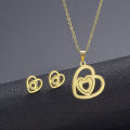 Fashion Jewelry Gold Plated Stainless Steel Necklace And Earrings Jewelry Set For Women. 