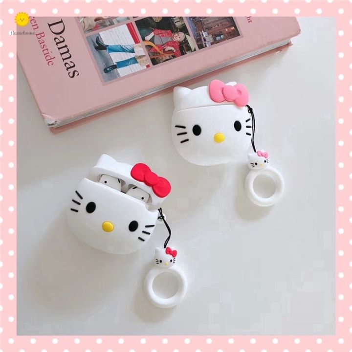 Cute Hello Kitty Apple Airpods 1/2 Case Silicone Wireless Earphone Soft Case Protective Case for I9 I11 Airpods 1&2 (just a case)