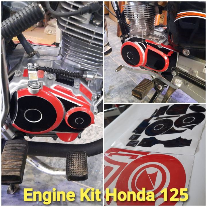 Engine Kit HONDA 125cc 30pcs RED BLACK FUll Wrap Vinyl Decal Wateproof Sticker Tape with Size