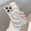Wave Heart Case For iPhone 15 13 14 12 Pro Max 11 Phone Cases Shell Curvy Soft Bumper Shockproof Back Cover Solid Color Coque. 